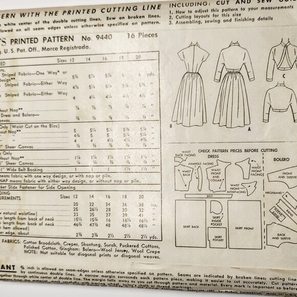 1950s True Vintage Sewing Patten For A Fitted Fit And Flare Dress With A Jacket - Picture 2 of 3